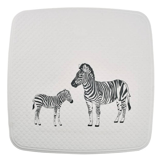 Douchemat Zebra 54x54 cm wit en zwart