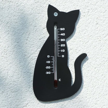 Wandthermometer kat zwart