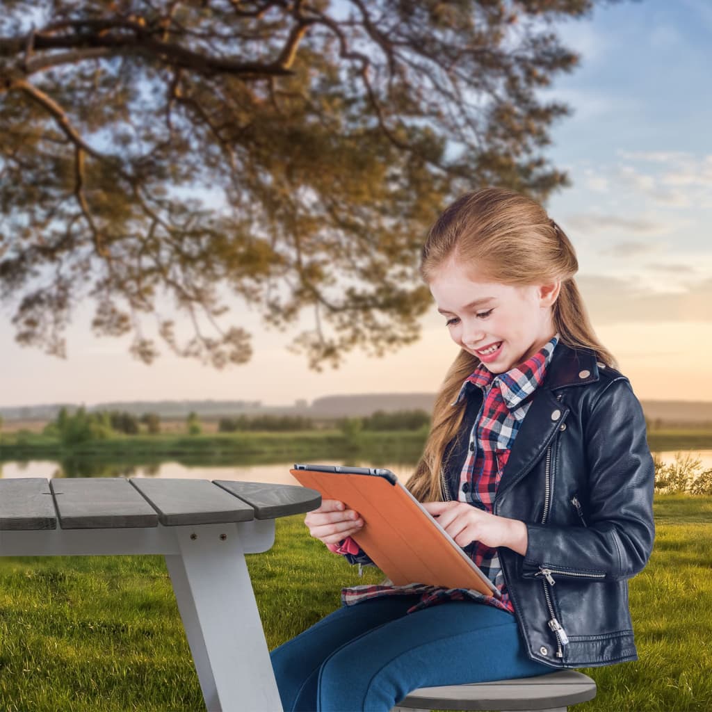 3-delige Kinderpicknicktafelset grijs en wit