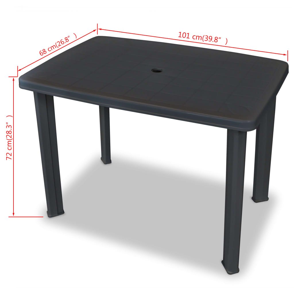 Tuintafel 101x68x72 cm kunststof antraciet