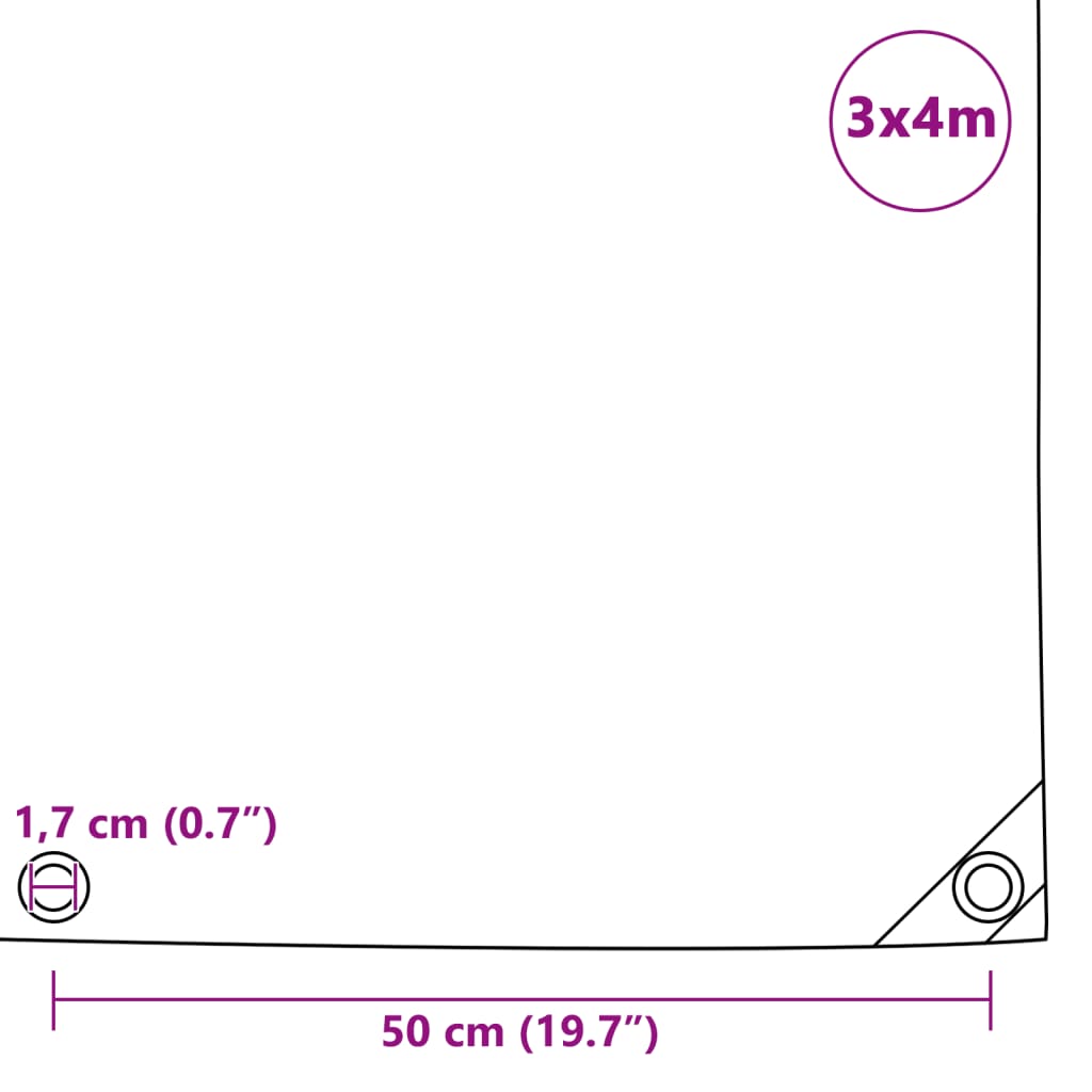 Dekzeil 650 g/m² 3x4 m grijs