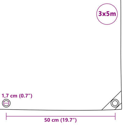 Dekzeil 650 g/m² 3x5 m grijs