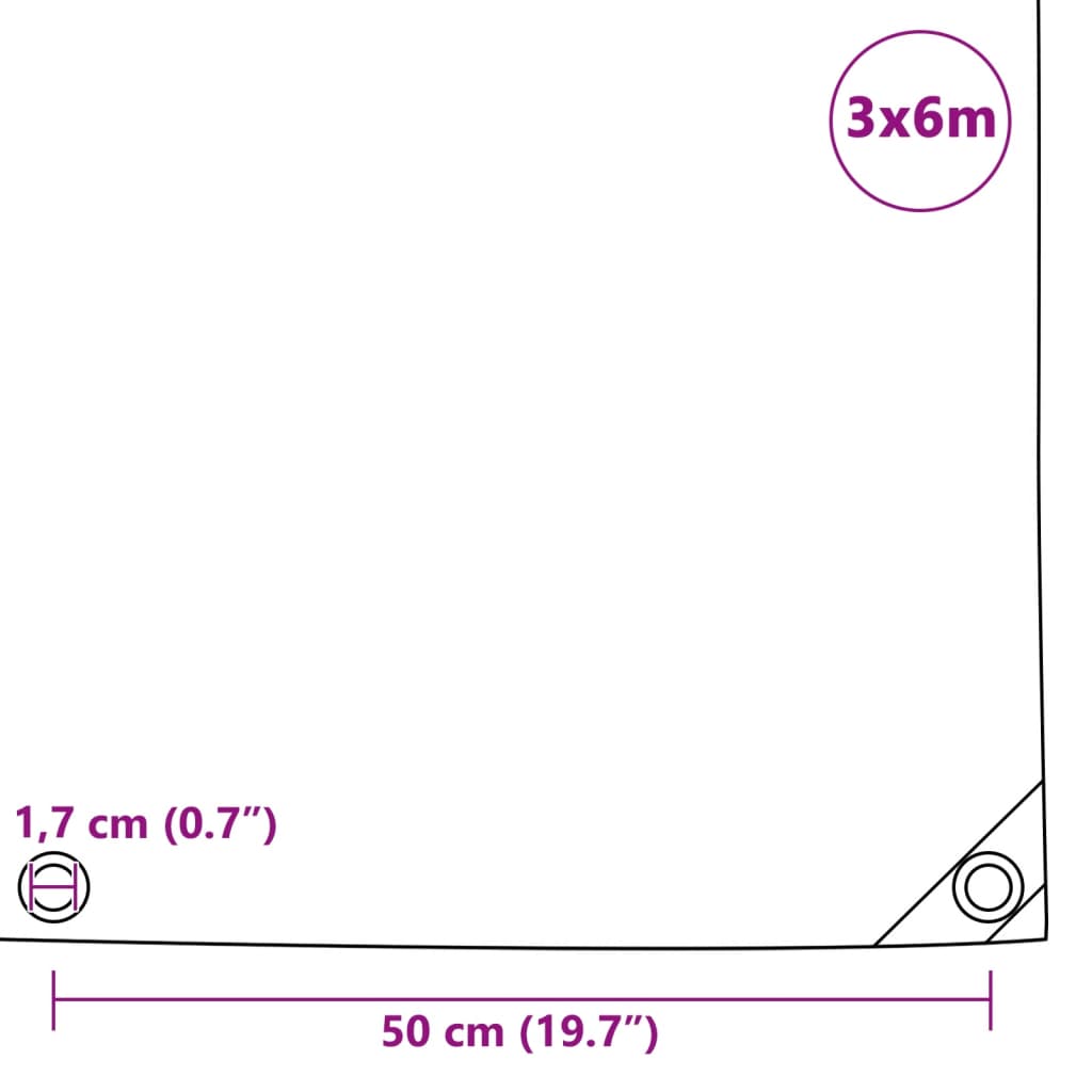 Dekzeil 650 g/m² 3x6 m grijs