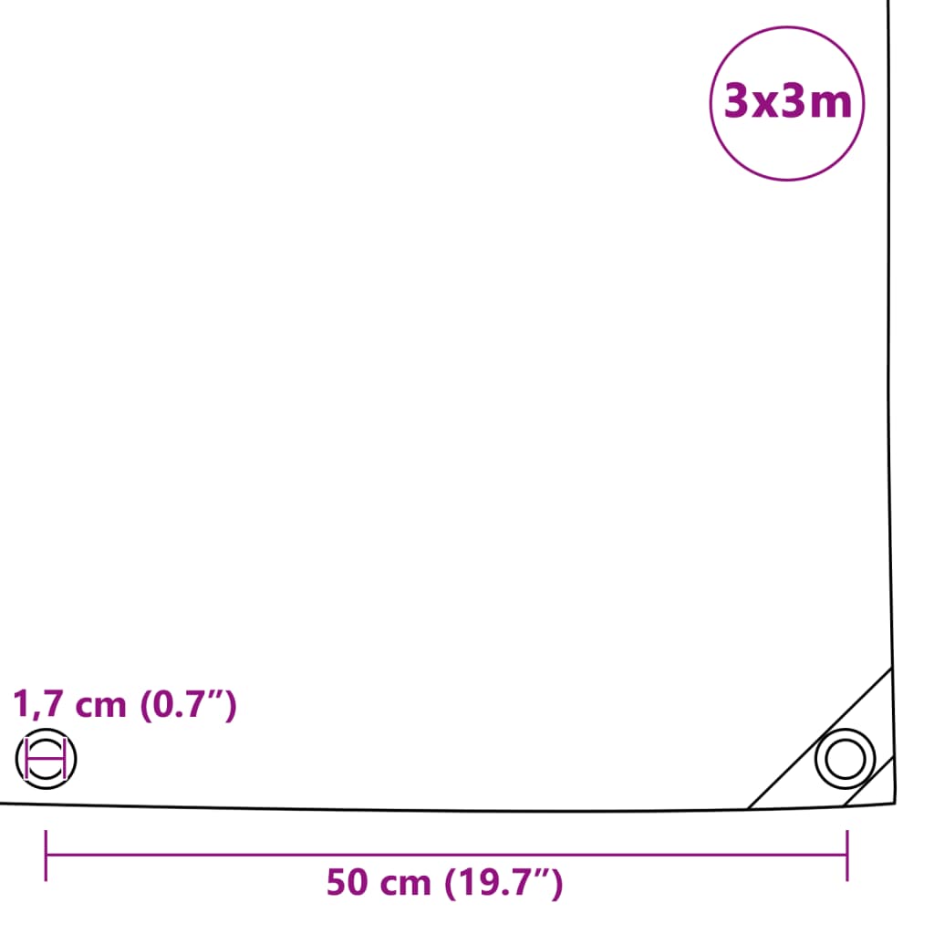 Dekzeil 650 g/m² 3x3 m blauw