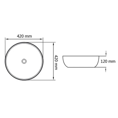 Wastafel rond 42x12 cm keramiek zwart