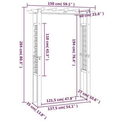 Rozenboog 150x60x204 cm geïmpregneerd hout