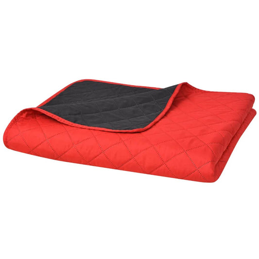 131552 vidaXL Dubbelzijdig Quilted Bedspread Rood en Zwart 170x210 cm