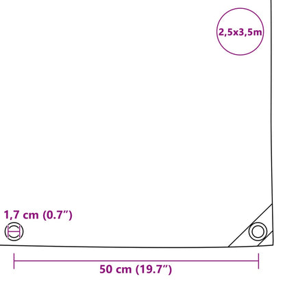 Dekzeil 650 g/m² 2,5x3,5 m grijs