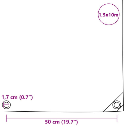 Dekzeil 650 g/m² 1,5x10 m groen