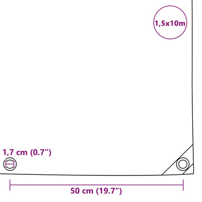 Dekzeil 650 g/m² 1,5x10 m blauw