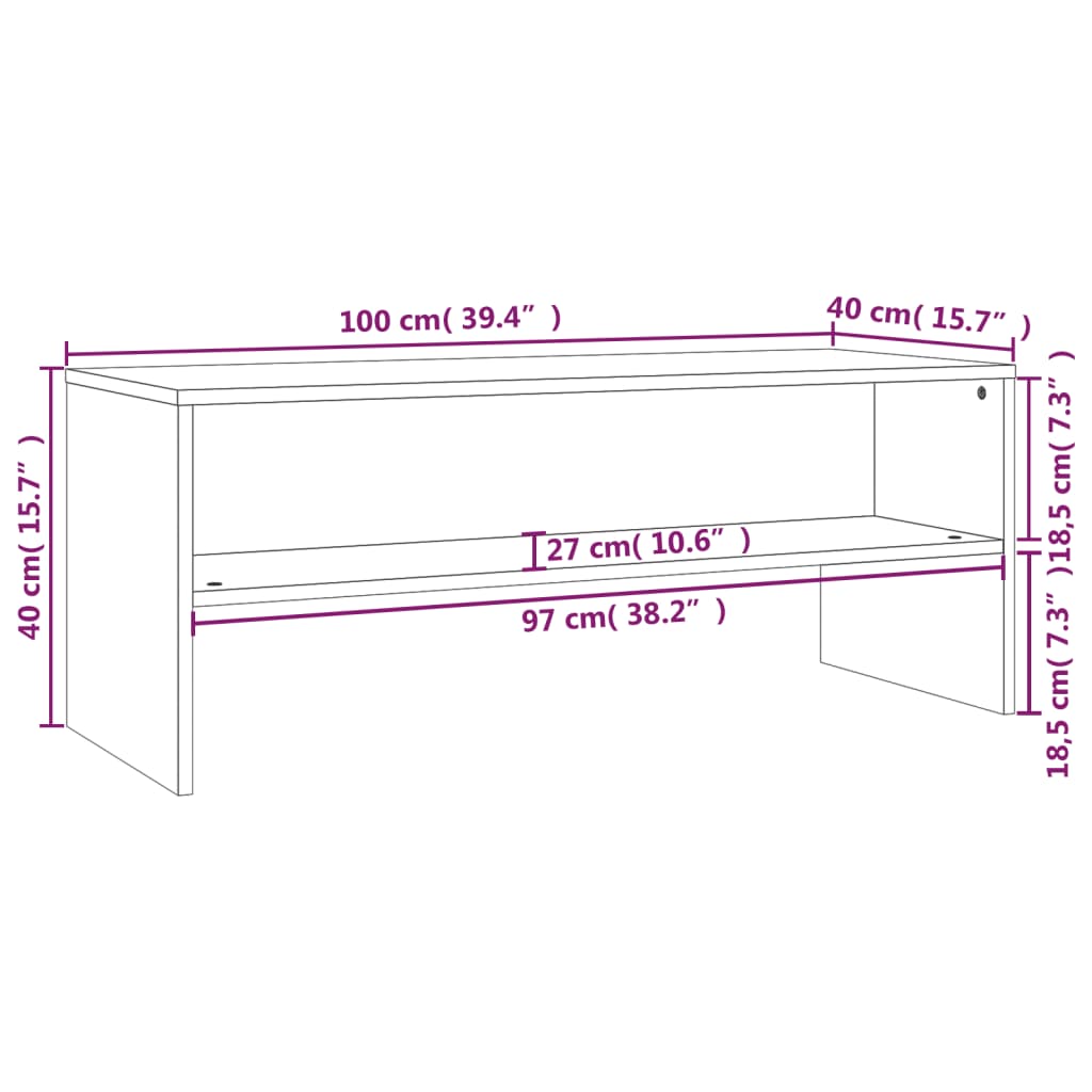 Tv-meubel 100x40x40 cm bewerkt hout wit