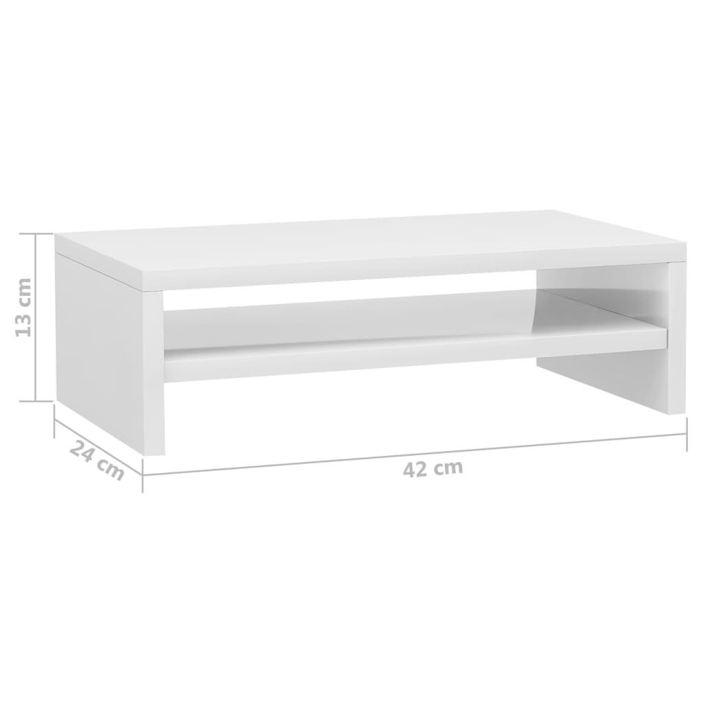 Monitorstandaard 42x24x13 cm bewerkt hout hoogglans wit