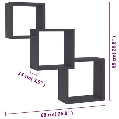 Wandschappen kubus 68x15x68 cm bewerkt hout grijs