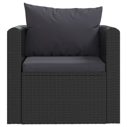 Fauteuil met kussens poly rattan zwart