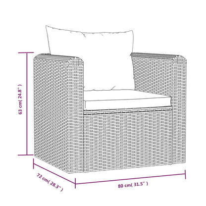 Fauteuil met kussens poly rattan zwart