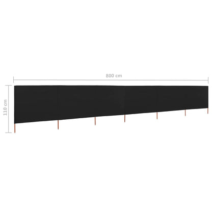 Windscherm 6-panelen 800x80 cm stof zwart