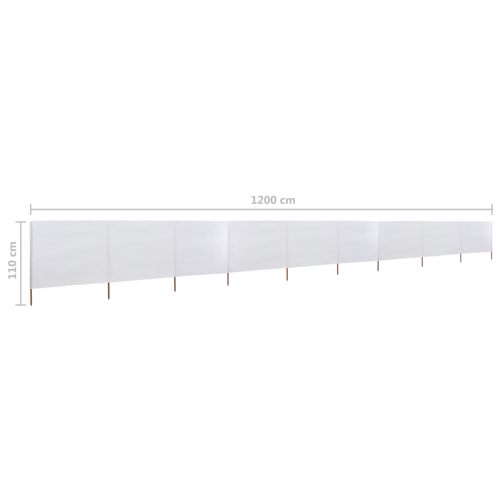 Windscherm 9-panelen 1200x80 cm stof zandwit