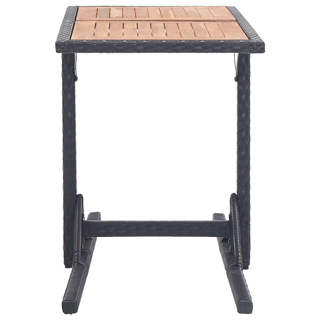 Tuintafel massief acaciahout en poly rattan zwart