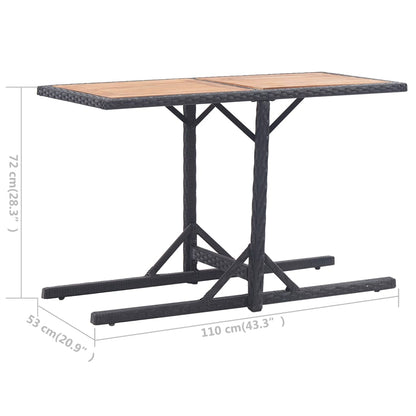 Tuintafel massief acaciahout en poly rattan zwart