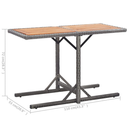 Tuintafel poly rattan en massief acaciahout antraciet