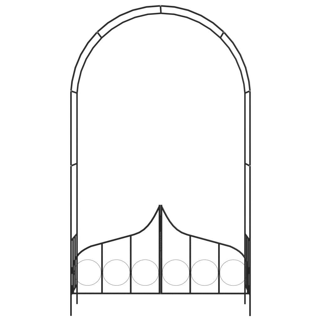 Tuinboog met hek 138x40x238 cm ijzer zwart