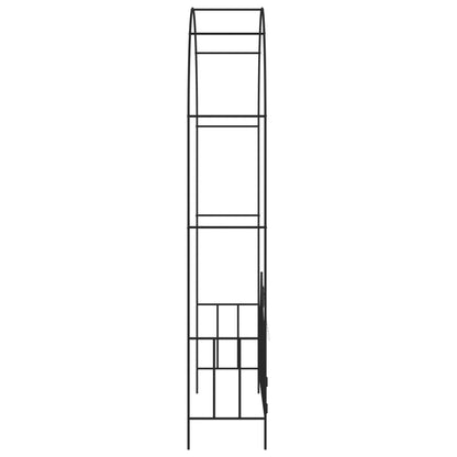 Tuinboog met hek 138x40x238 cm ijzer zwart