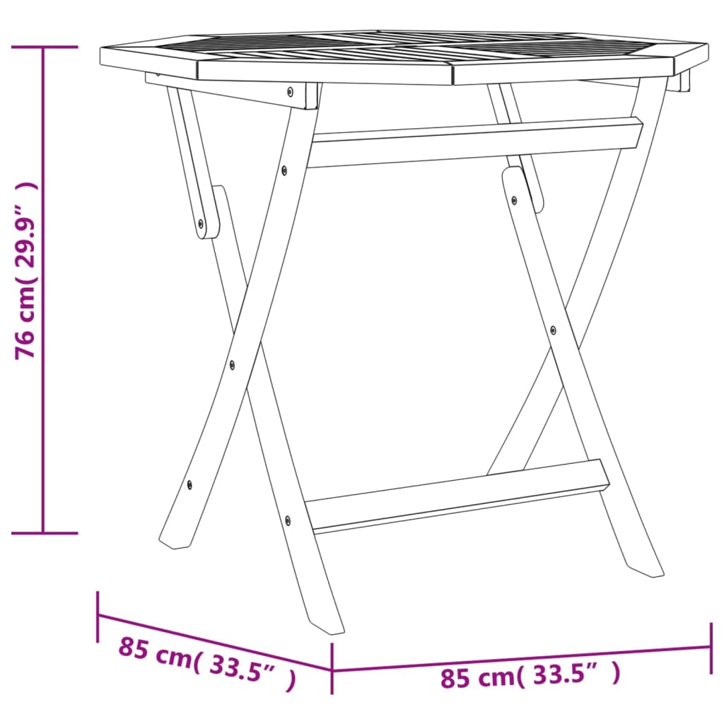 Tuintafel inklapbaar 85x85x76 cm massief teakhout