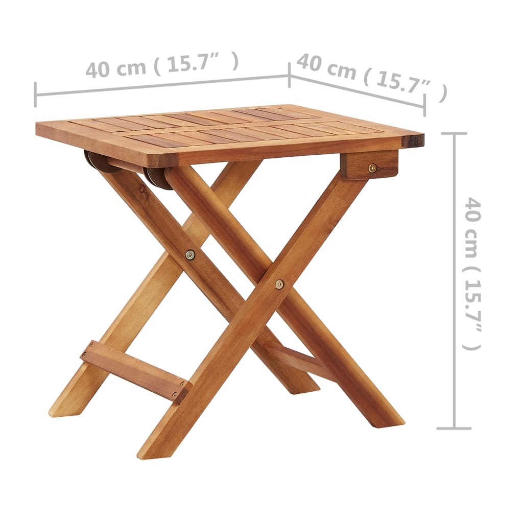 Salontafel inklapbaar 40x40x40 cm massief acaciahout