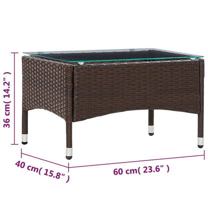 Salontafel 60x40x36 cm poly rattan bruin