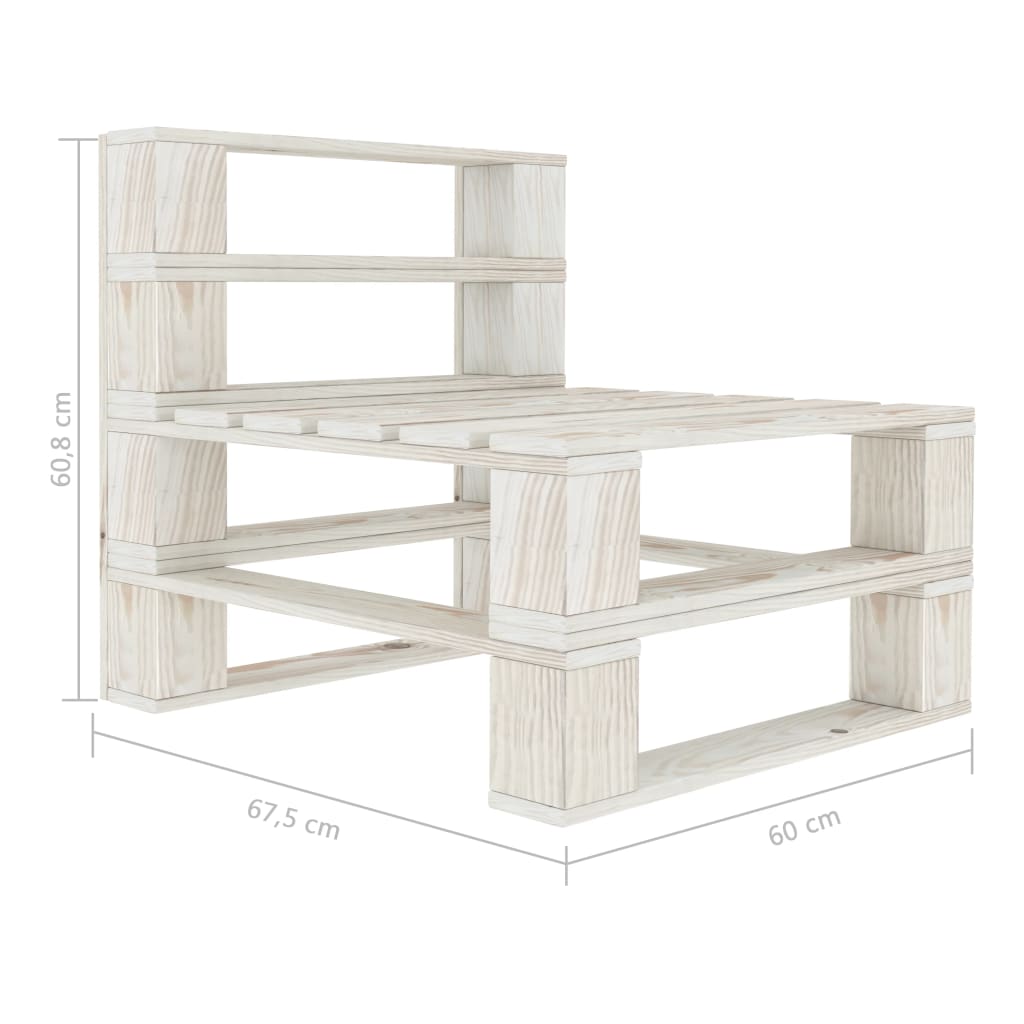 Tuinmiddenbank pallet hout wit