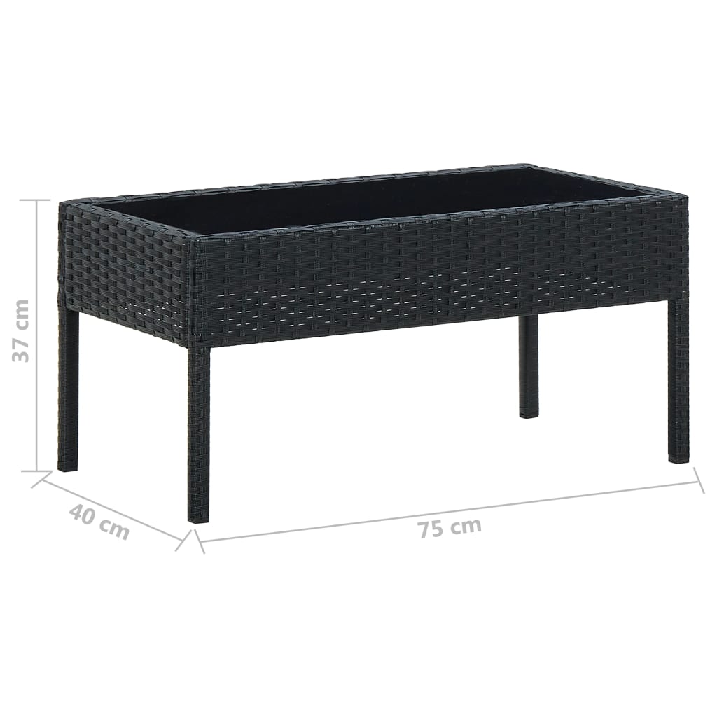 Tuintafel 75x40x37 cm poly rattan zwart