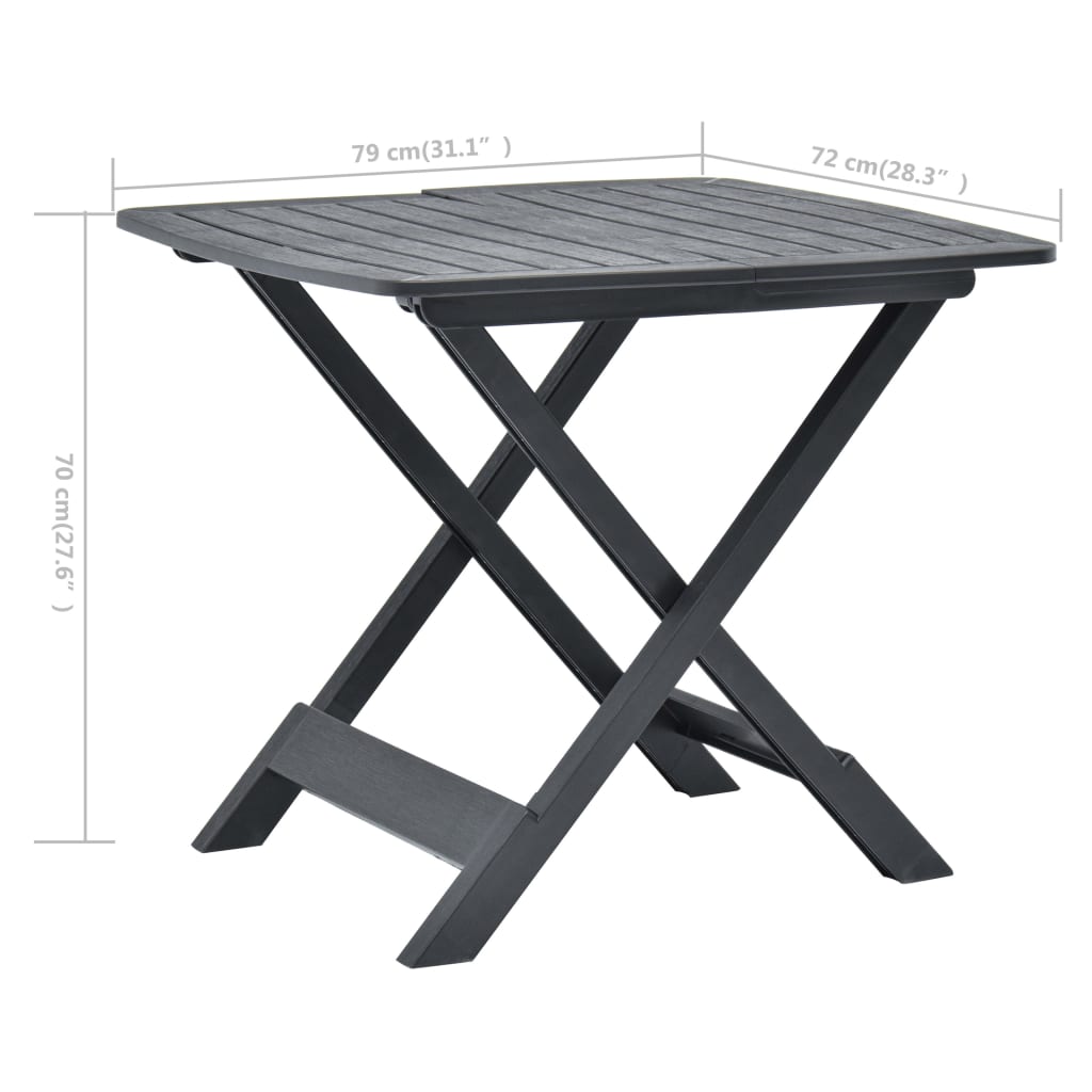 Tuintafel inklapbaar 79x72x70 cm kunststof antraciet