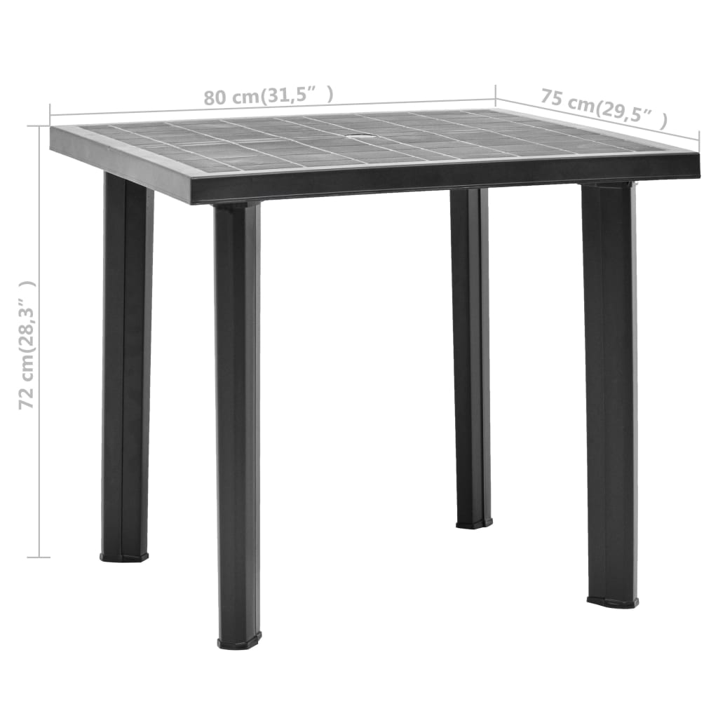 Tuintafel 80x75x72 cm kunststof antraciet