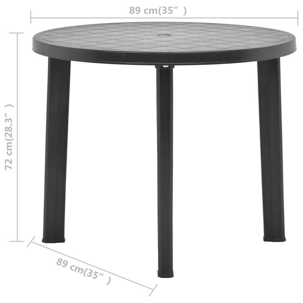 Tuintafel 89 cm kunststof antraciet