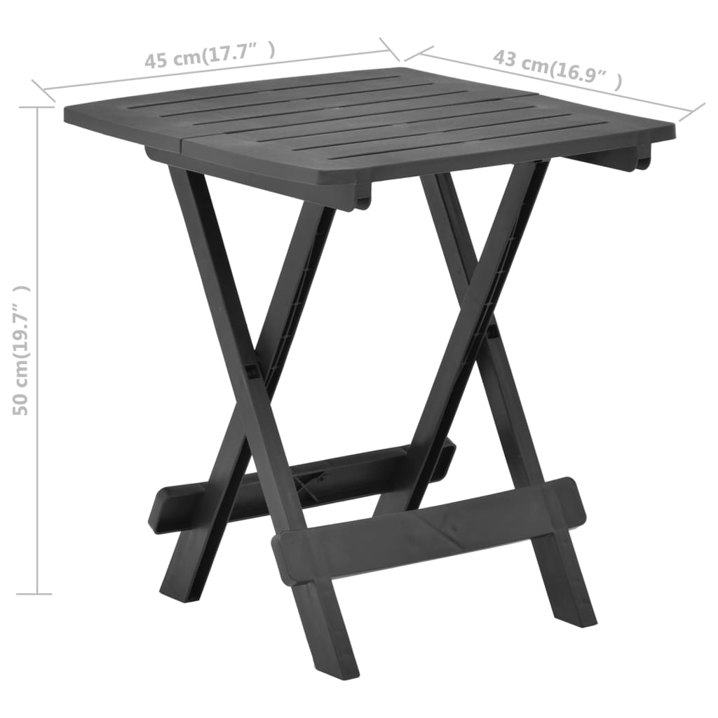 Tuintafel inklapbaar 45x43x50 cm kunststof antraciet