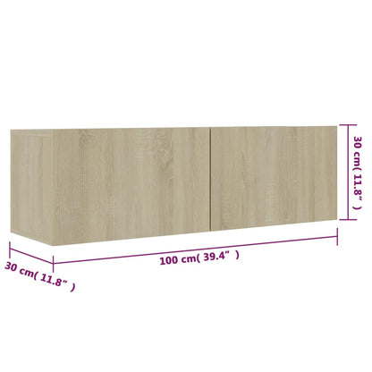 Tv-meubel 100x30x30 cm bewerkt hout sonoma eikenkleurig