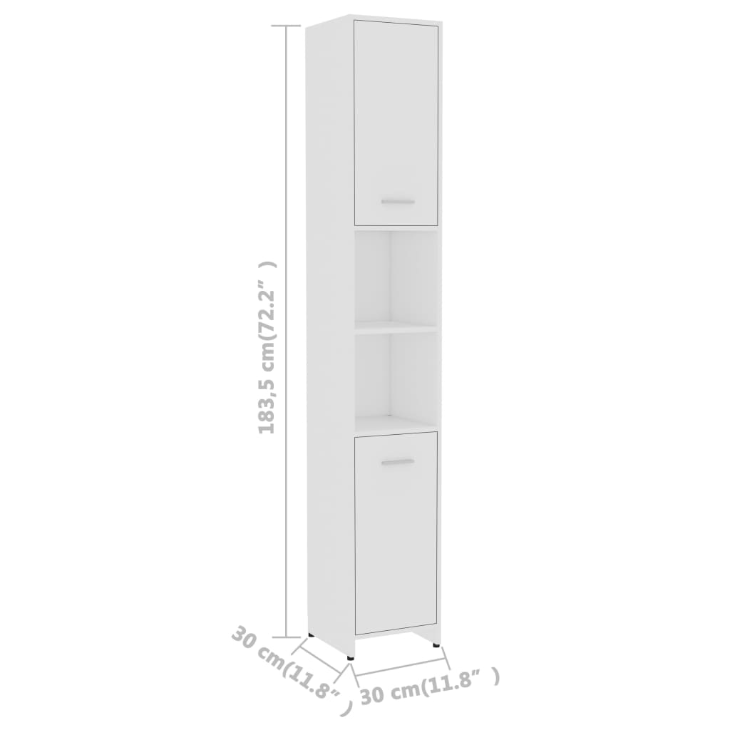 Badkamerkast 30x30x183,5 cm bewerkt hout wit