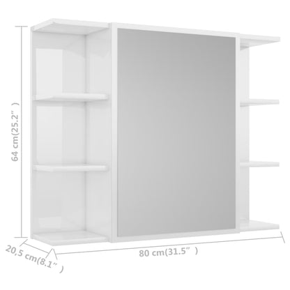 Badkamerspiegelkast 80x20,5x64 cm bewerkt hout hoogglans wit