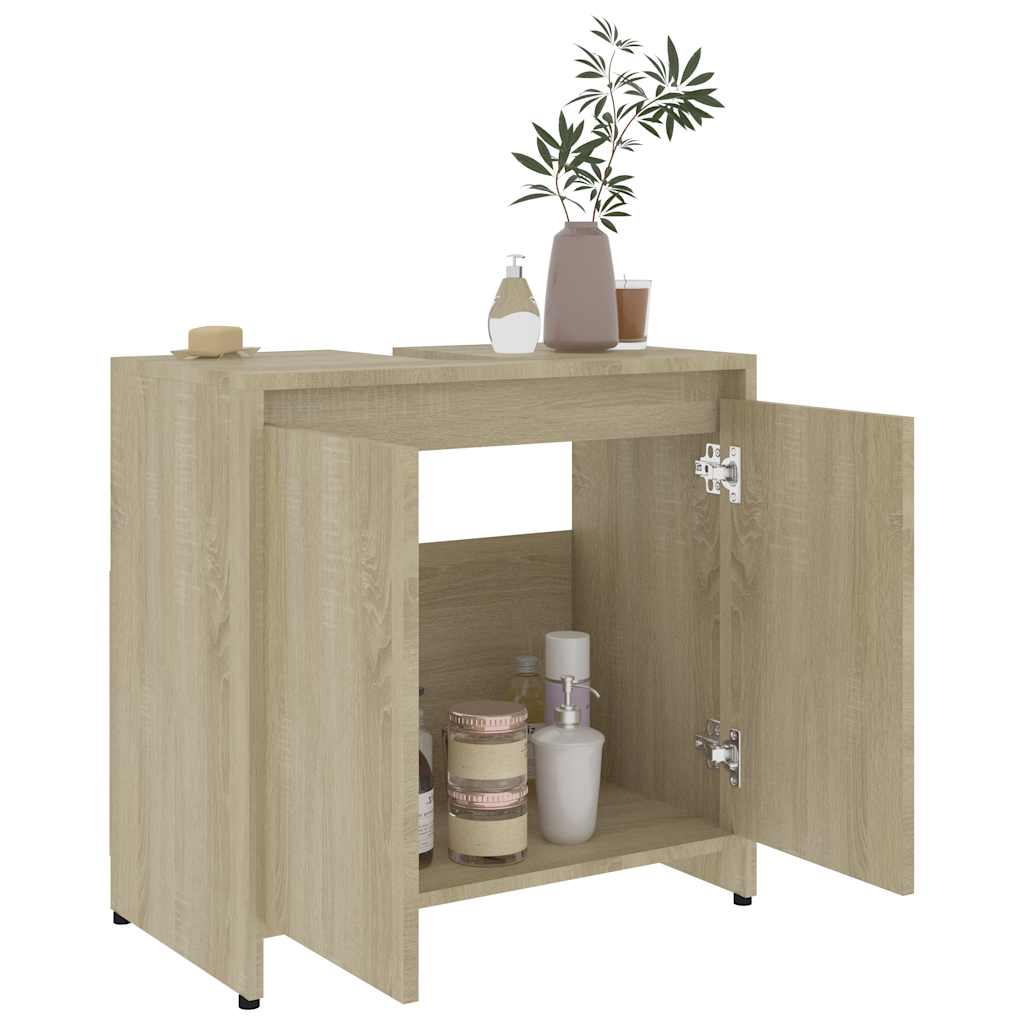 Badkamerkast 60x33x61 cm bewerkt hout sonoma eikenkleurig