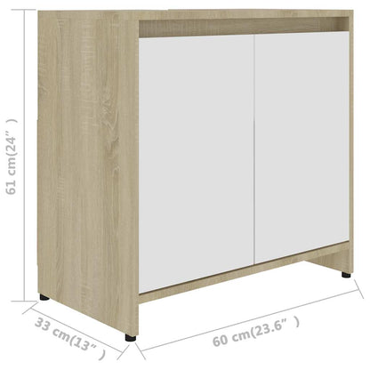 Badkamerkast 60x33x61 cm bewerkt hout hoogglans wit