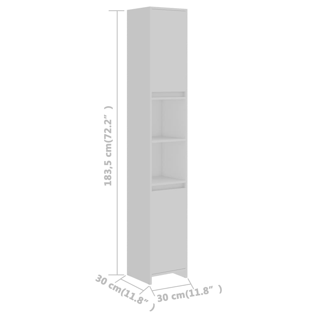 Badkamerkast 30x30x183,5 cm bewerkt hout wit