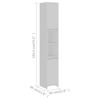 Badkamerkast 30x30x183,5 cm bewerkt hout wit