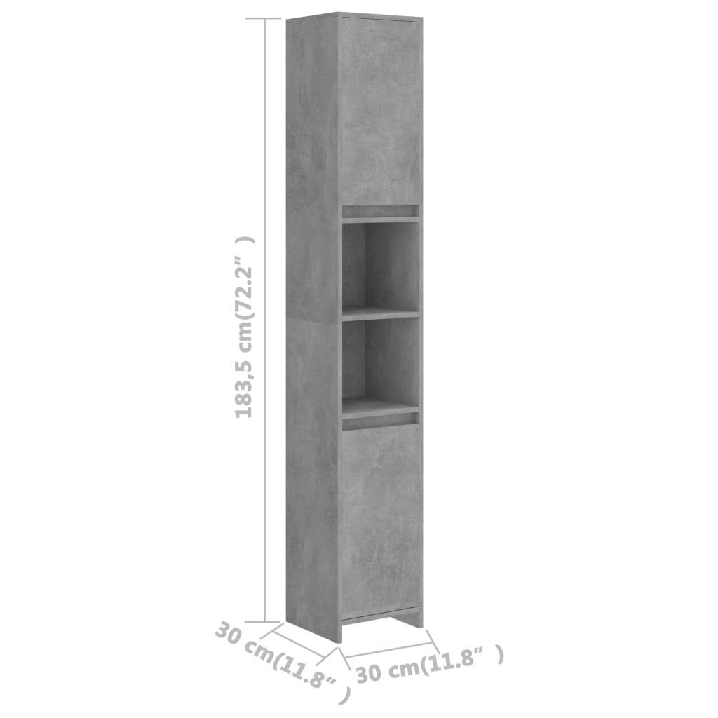 Badkamerkast 30x30x183,5 cm bewerkt hout betongrijs