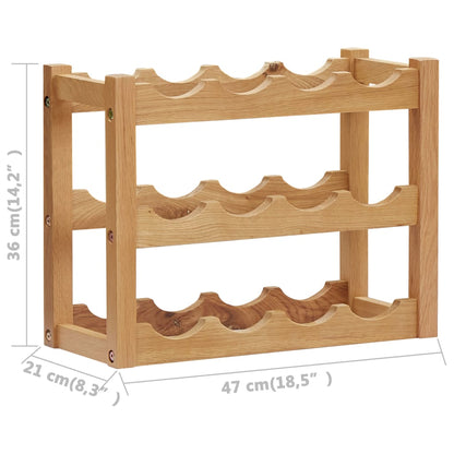 Wijnrek voor 12 flessen 47x21x36 cm massief eikenhout