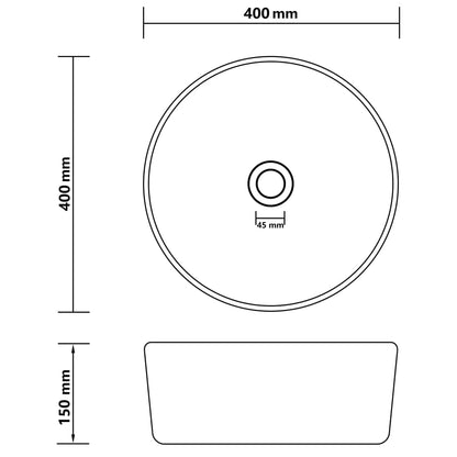 Wastafel rond 40x15 cm keramiek matwit