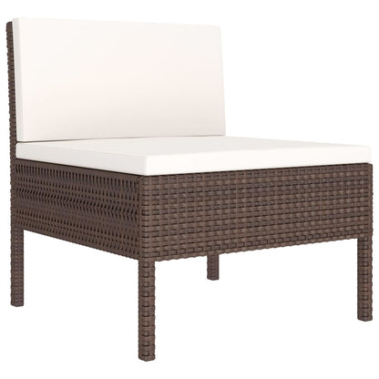 2-delige Loungeset met kussens poly rattan bruin