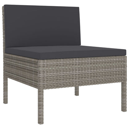 2-delige Loungeset met kussens poly rattan grijs