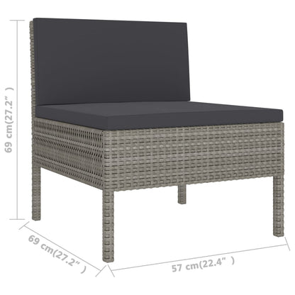 2-delige Loungeset met kussens poly rattan grijs