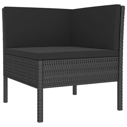 2-delige Loungeset met kussens poly rattan zwart