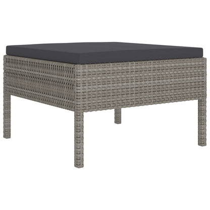 2-delige Loungeset met kussens poly rattan grijs